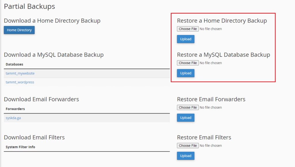 [cPanel] Hướng dẫn Restore Website từ file Backup – Knowledge Base